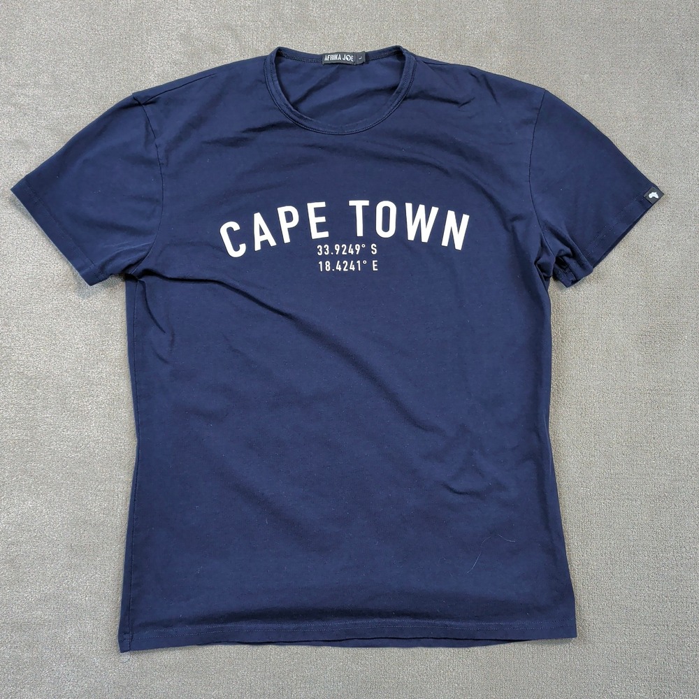Afrika Joe Cape Town Shirt Womens Large Navy Blue South Africa Graphic Tee